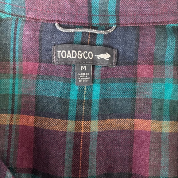 Toad&Co Re-Form Flannel Plaid Shirt Dress - Green and Red Size Medium - Picture 2 of 7
